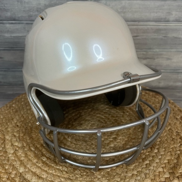 Adidas Destiny Softball Batting Helmet, 6 3/8" To 7 5/8" -White  Beige/Pearl. - Picture 2 of 10